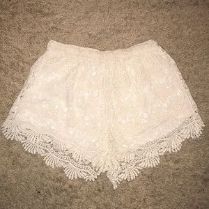 Ivory lace shorts